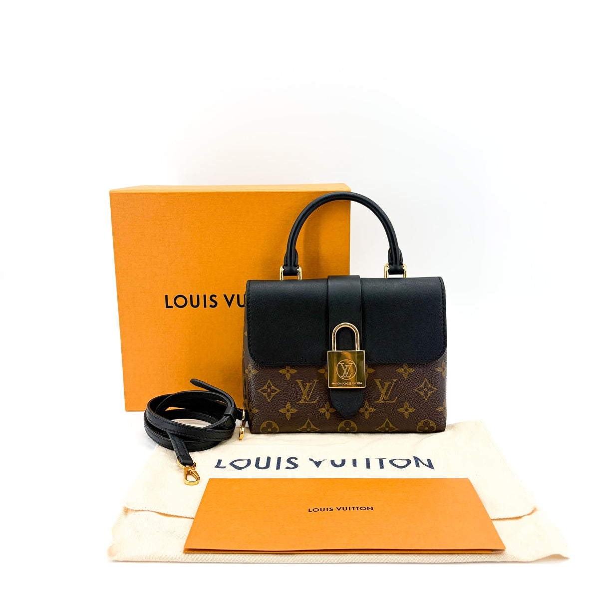 Louis Vuitton Locky Monogram Canvas with Leather, Black, Canvas, Handbag