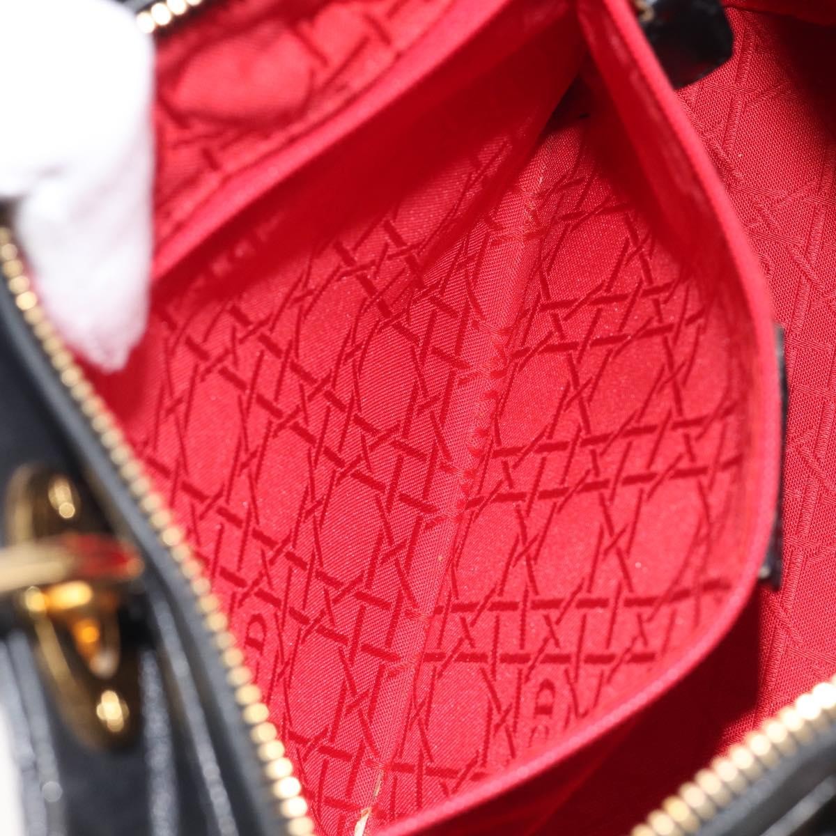 Christian Dior Vintage Lady Dior Cannage Quilt Lambskin, Black, Leather, Handbag