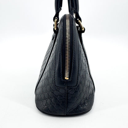 Gucci Convertible Dome Satchel Microguccissima Leather, Black, Leather, Handbag