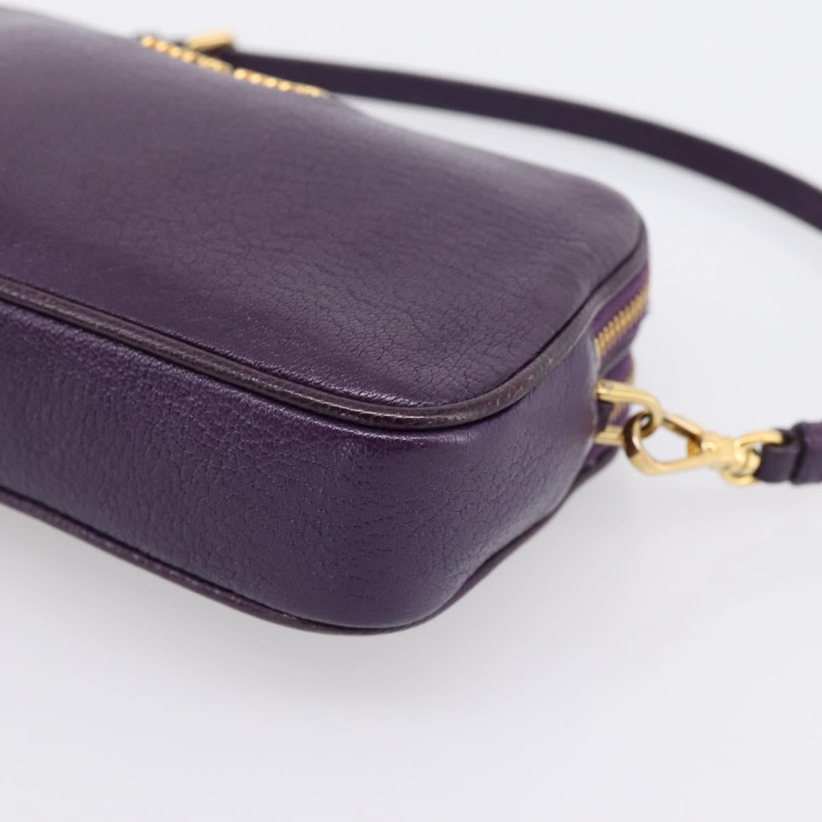 Miu Miu Double Zip Pochette Leather, Purple, Leather, Clutch