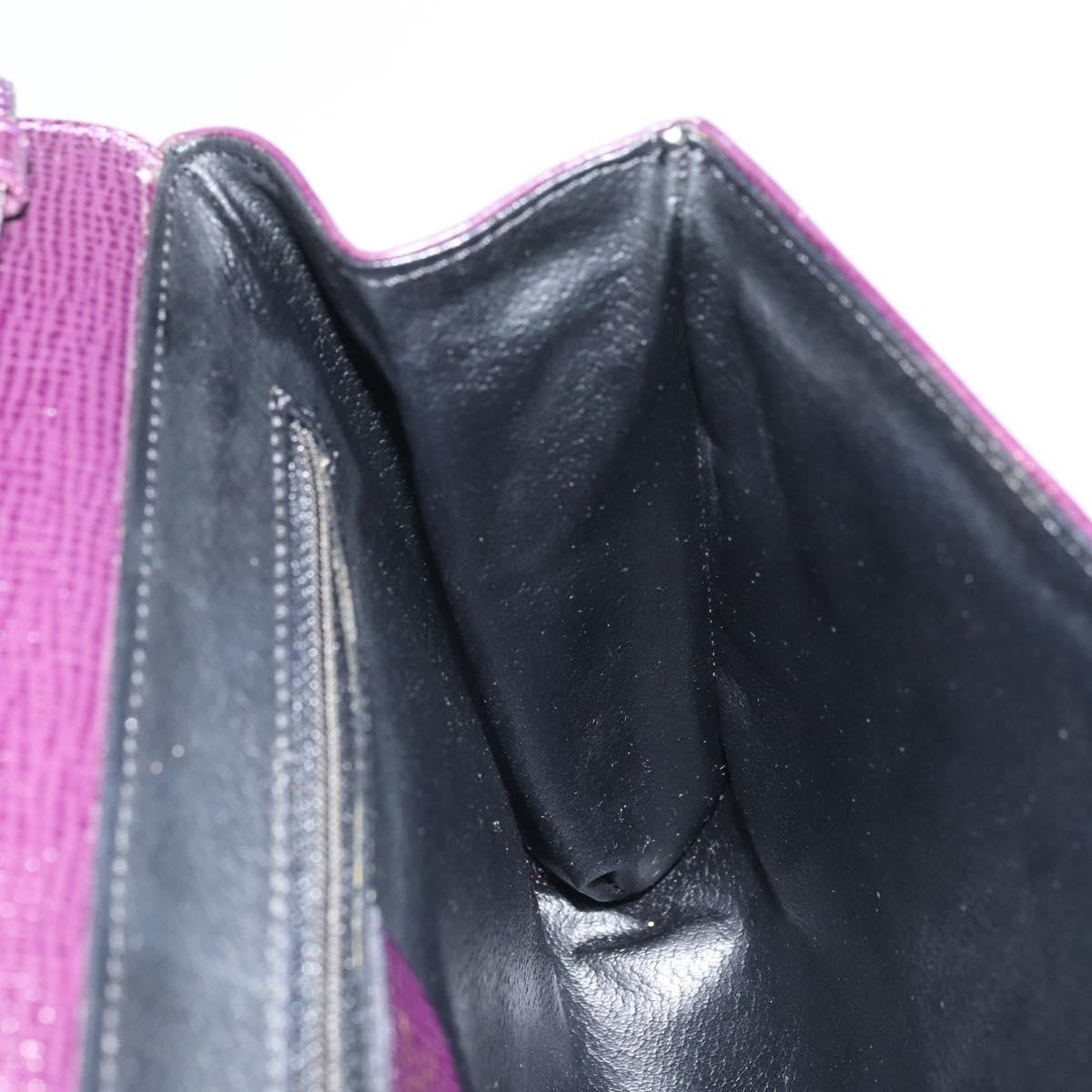 Celine Circle Logo Leather, Purple, Leather, Shoulder Bag