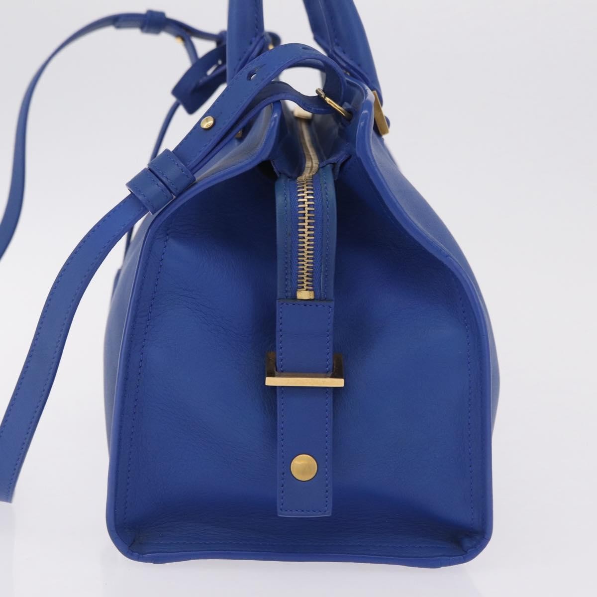 Saint Laurent Monogram Cabas Leather, Blue, Leather, Tote Bag
