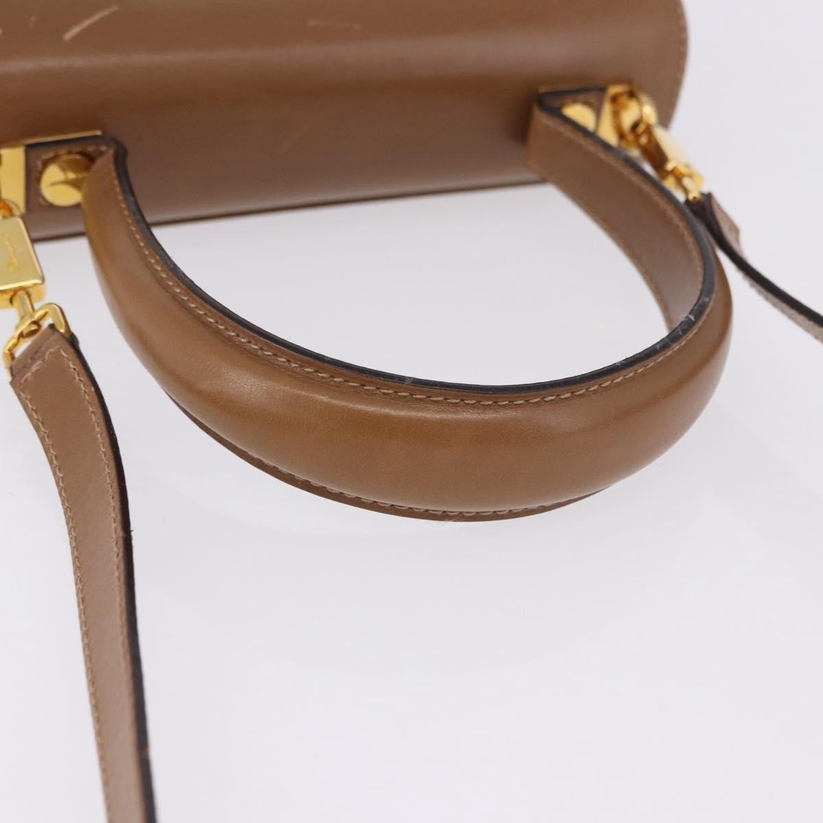Salvatore Ferragamo Gancini Convertible Top Handle Leather, Brown, Leather, Handbag