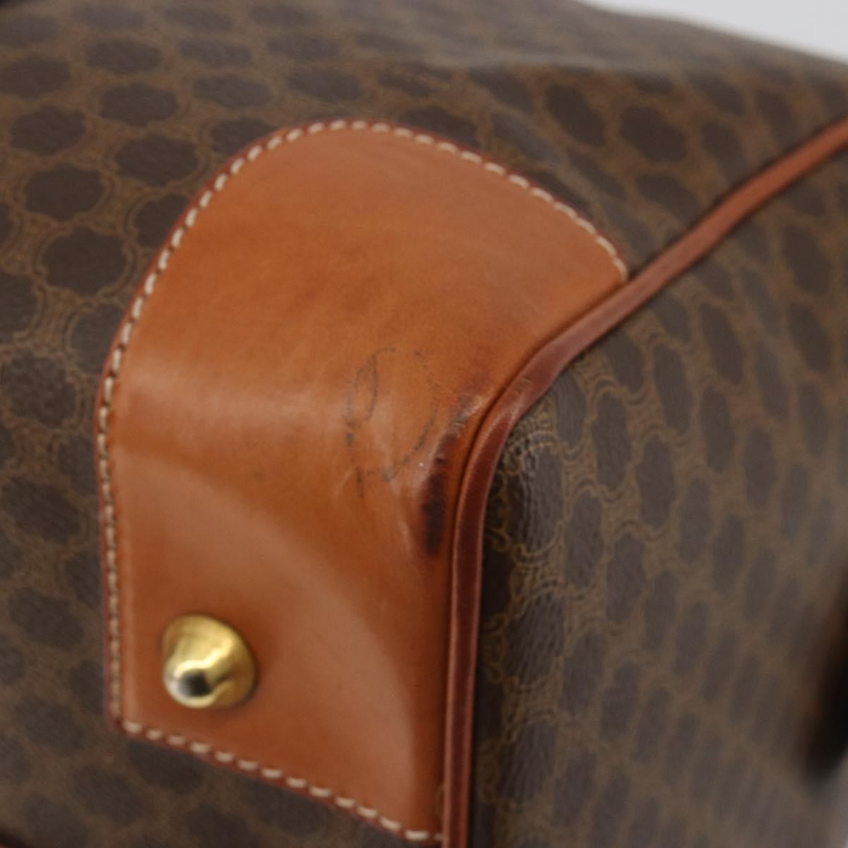 Celine Vintage Duffle Macadam Coated Canvas, Brown, Canvas, Handbag