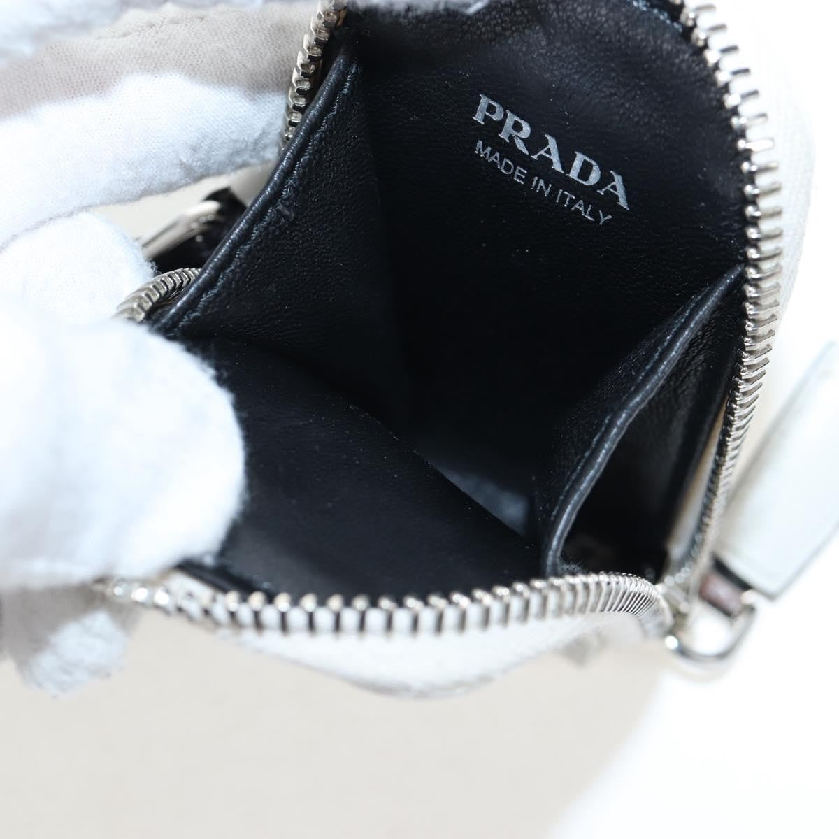 Prada Triangle Logo Wristlet Embossed Leather, White, Leather, Clutch