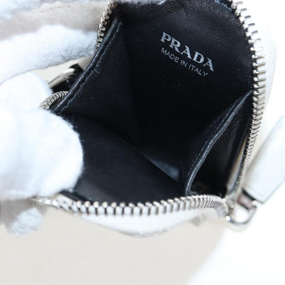 Prada Triangle Logo Wristlet Embossed Leather, White, Leather, Clutch