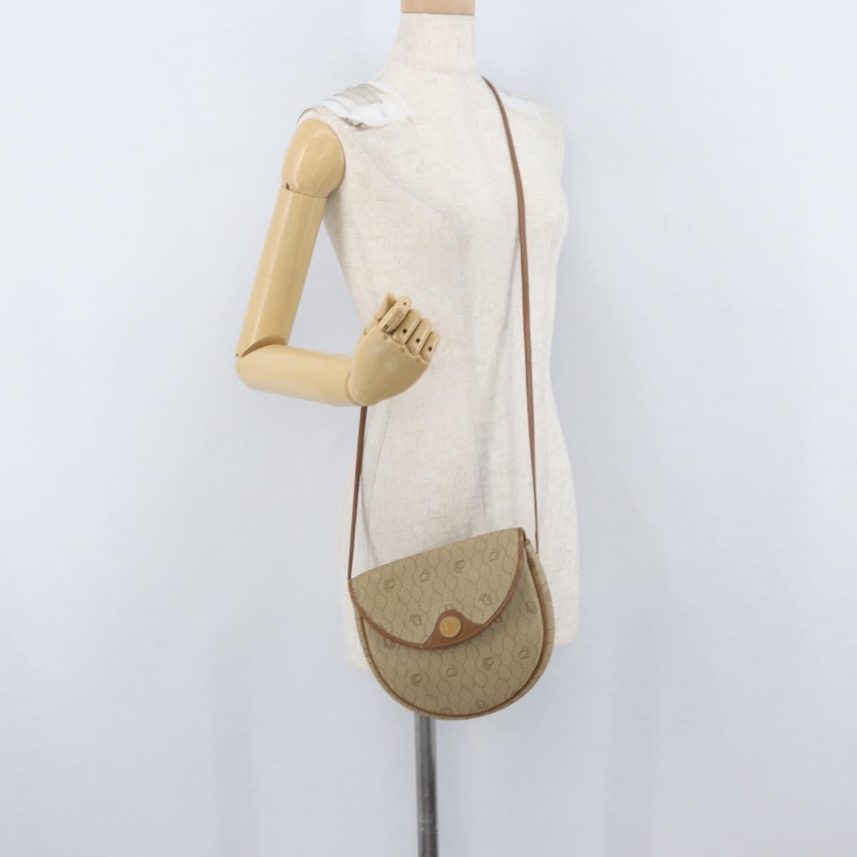 Christian Dior Vintage Honeycomb Flap Canvas and Leather, Beige, Canvas, Shoulder Bag