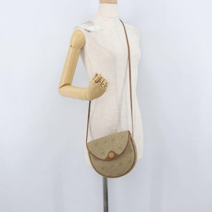 Christian Dior Vintage Honeycomb Flap Canvas and Leather, Beige, Canvas, Shoulder Bag