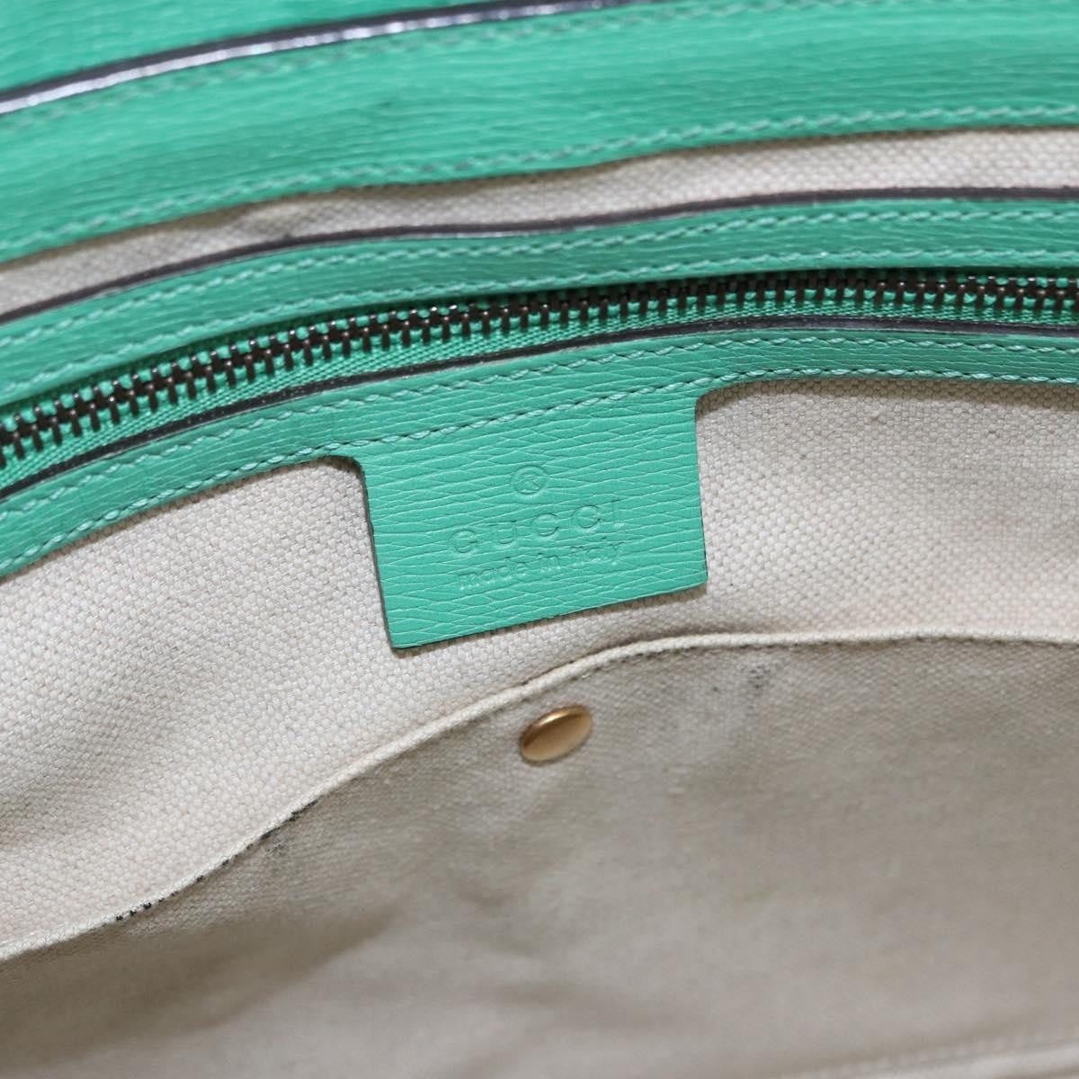 Gucci Bright Bit Convertible Leather, Green, Leather, Tote Bag