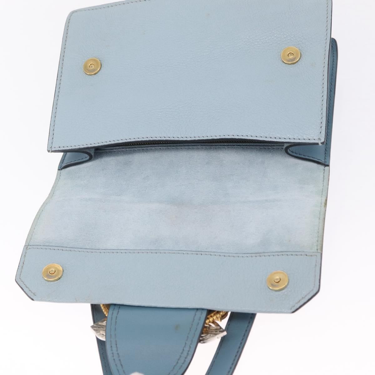 Miu Miu Madras Crystal Buckle Leather, Blue, Leather, Shoulder Bag