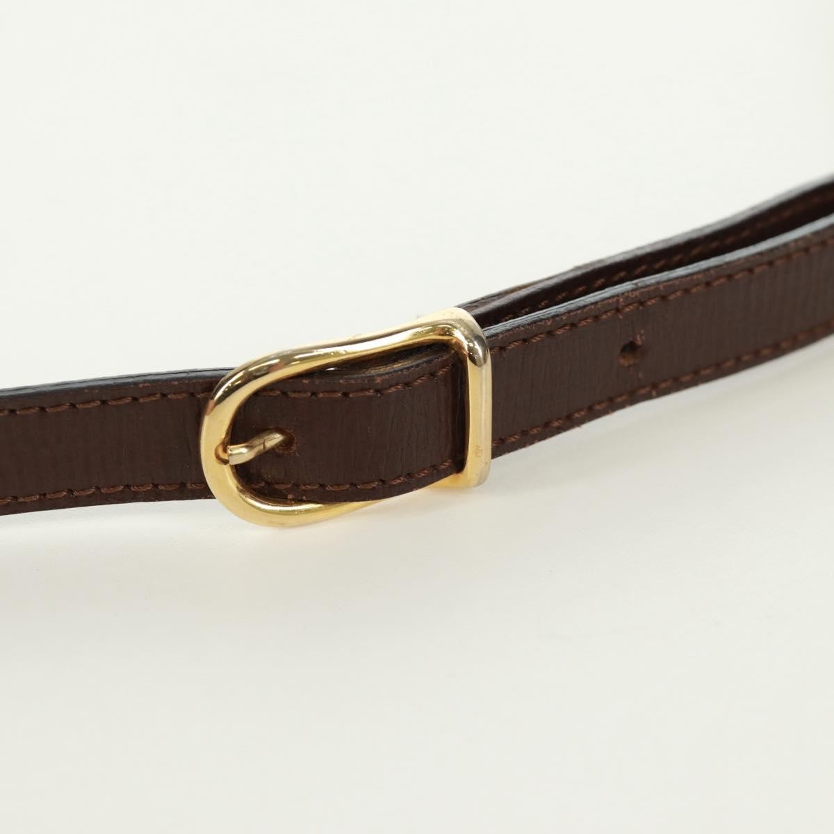 Celine Circle Logo Leather, Brown, Leather, Shoulder Bag