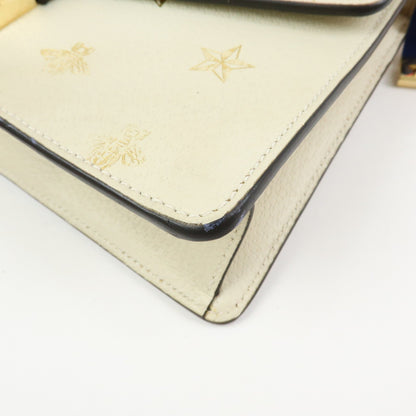 Gucci Sylvie Printed Leather, Beige, Leather, Shoulder Bag