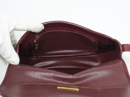 Christian Dior Vintage CD Flap Leather, Burgundy, Leather, Shoulder Bag