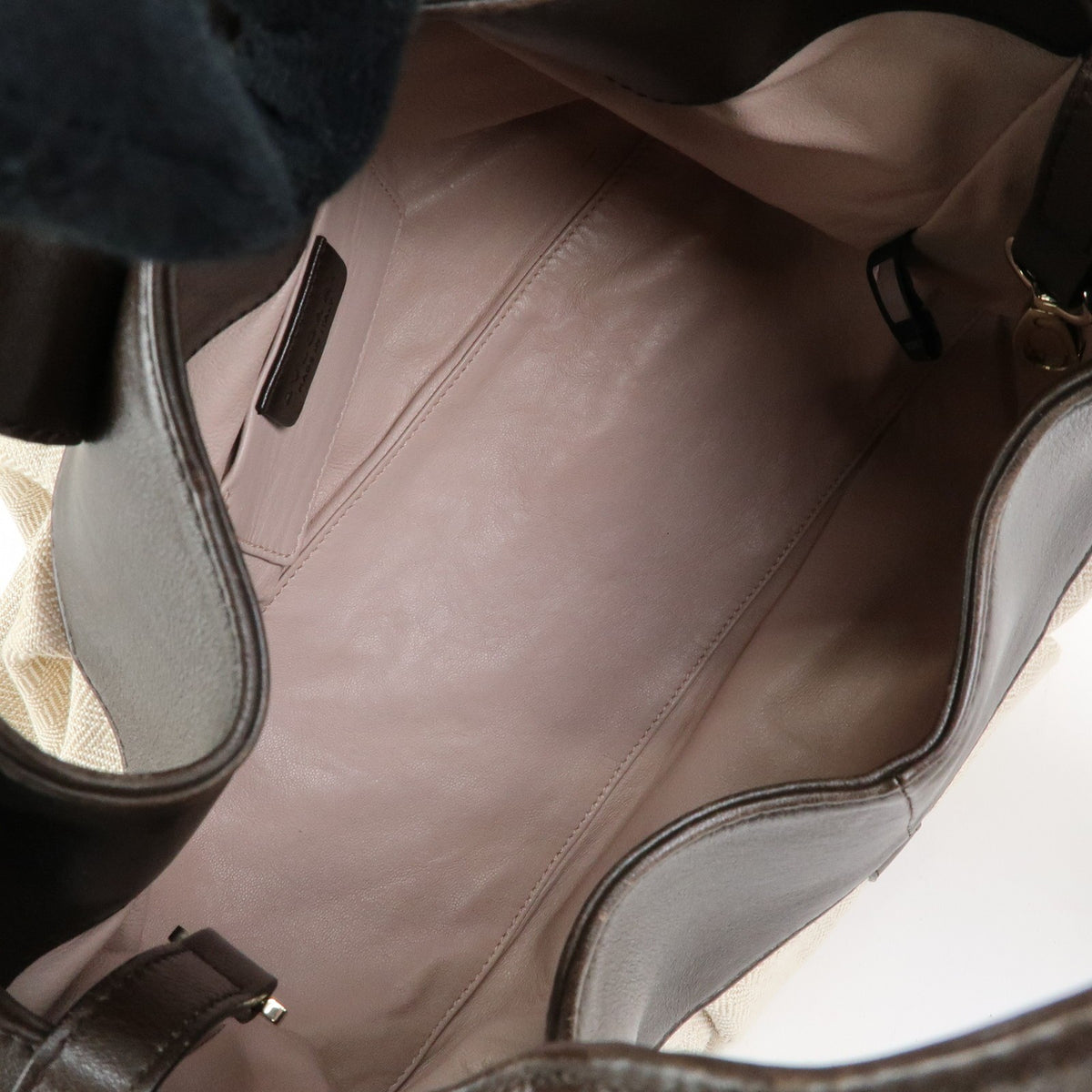 Bvlgari Chandra Hobo Canvas and Leather, Beige, Canvas, Shoulder Bag