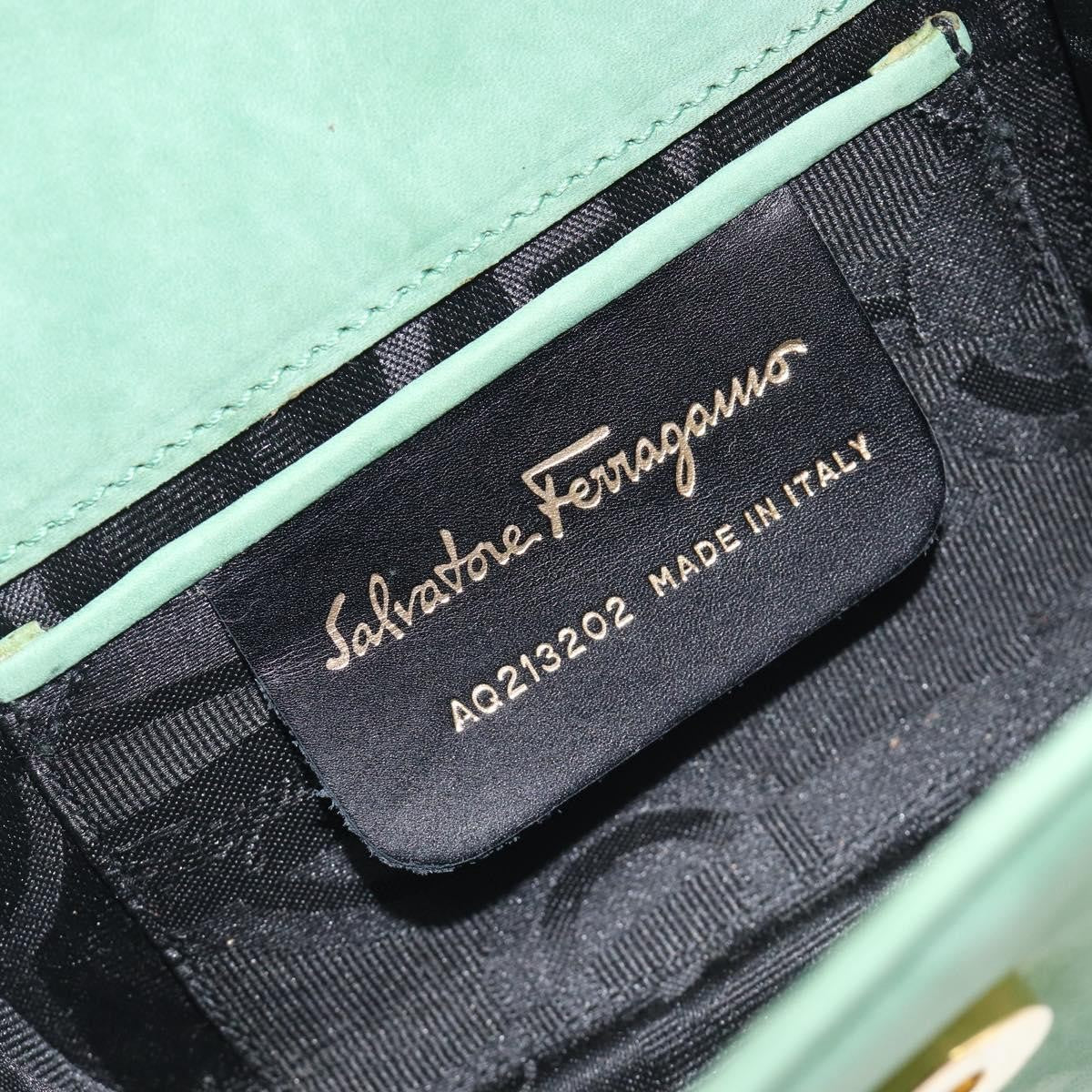 Salvatore Ferragamo Vala Chain Suede, Green, Suede, Shoulder Bag