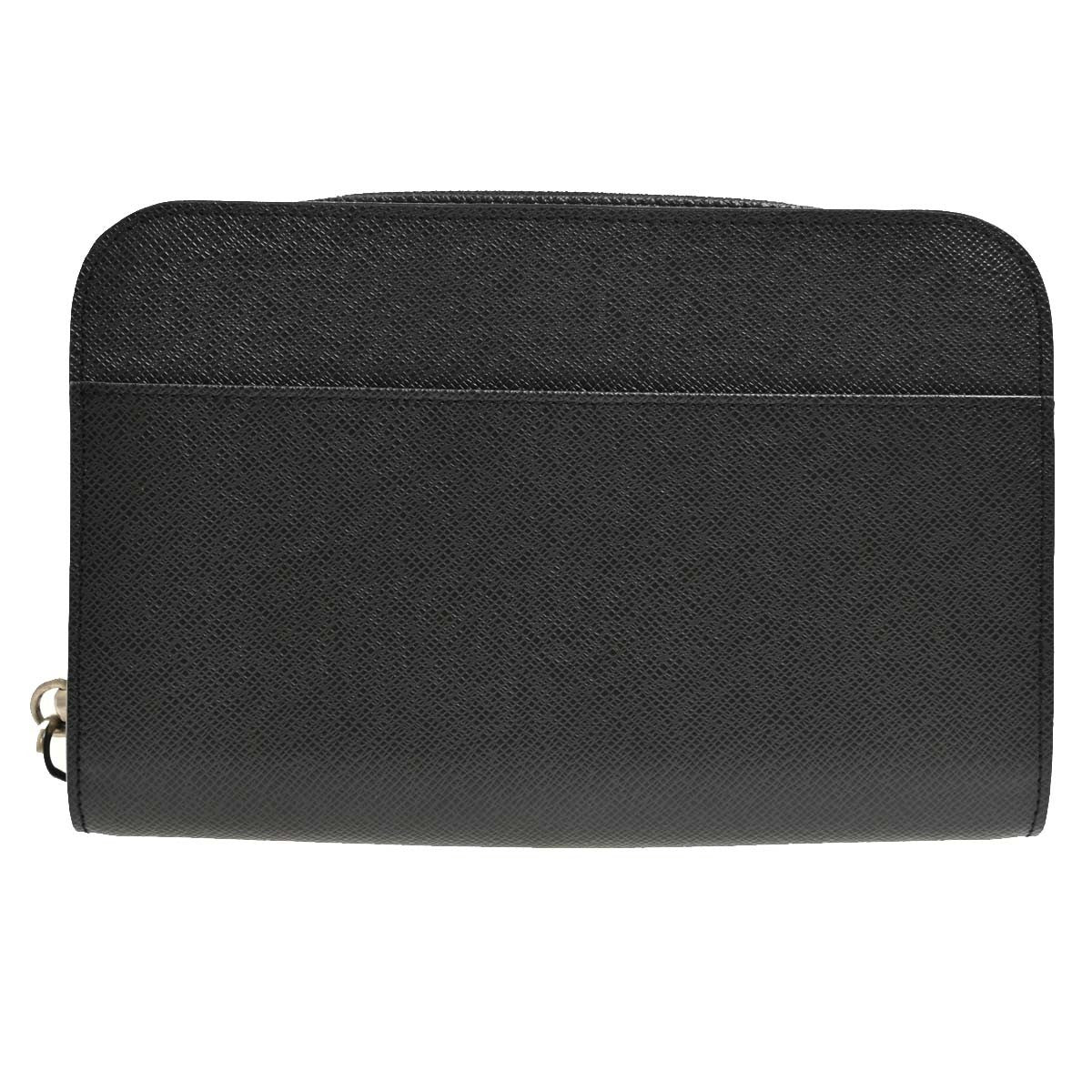 Louis Vuitton Pochette Baikal Clutch Taiga Leather, Black, Leather, Clutch