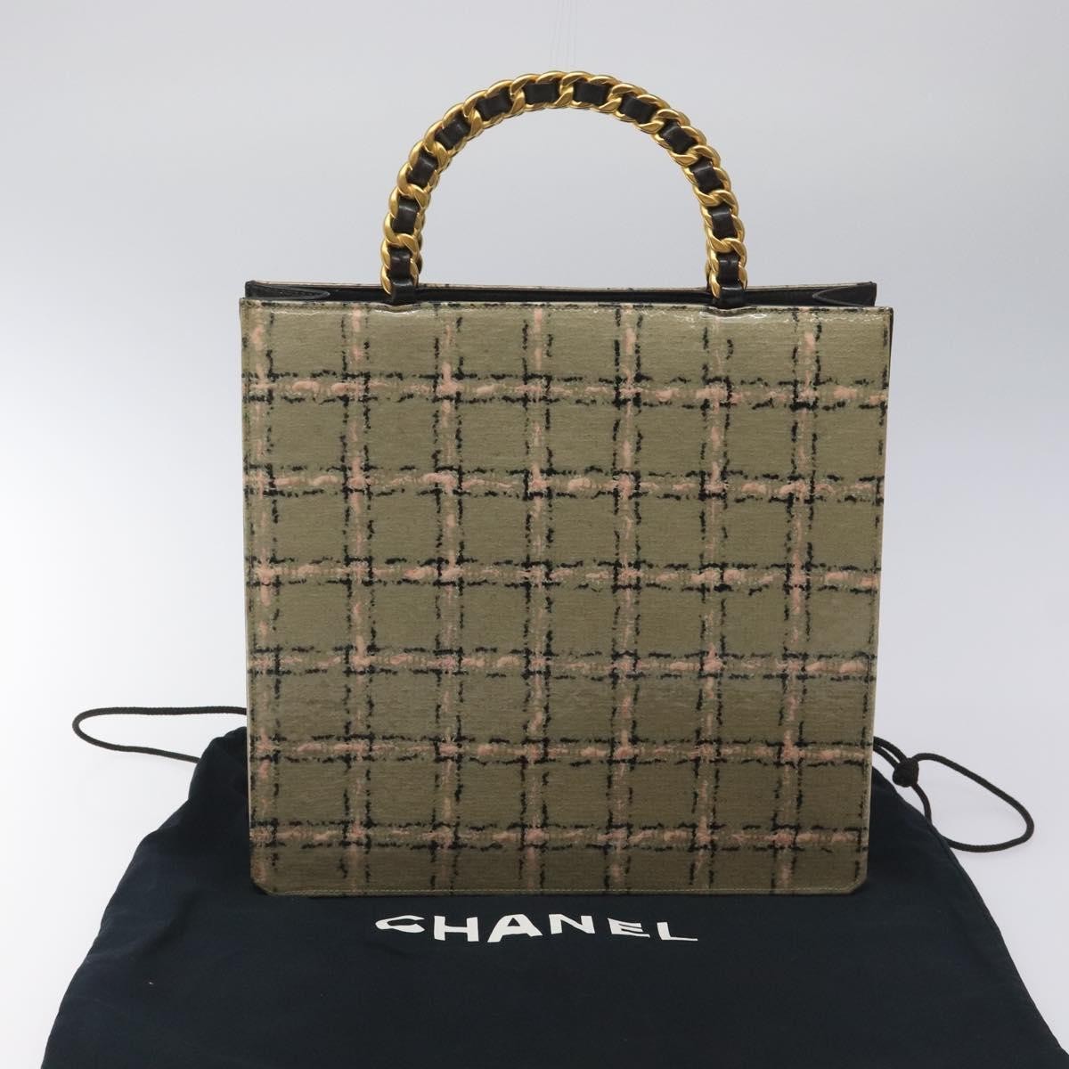 Chanel Vintage Chocolate Bar Leather, Beige, Leather, Tote Bag
