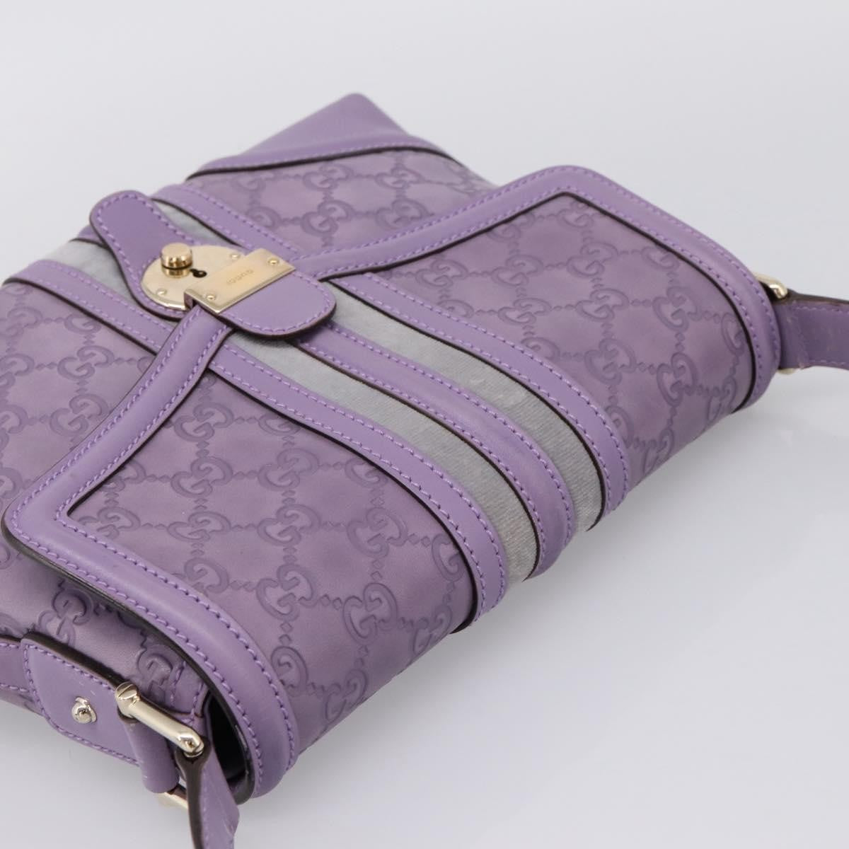 Gucci Web Flap Guccissima, Purple, Leather, Shoulder Bag