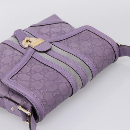 Gucci Web Flap Guccissima, Purple, Leather, Shoulder Bag