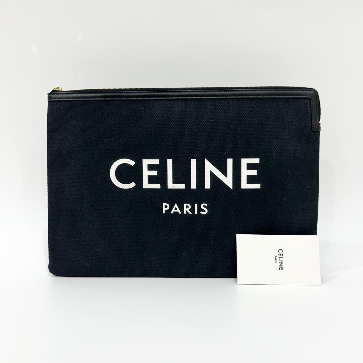 Celine pochette zippée à logo celine pochette zippée à logo celine, Black, Canvas, Clutch
