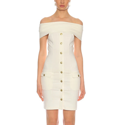 Pierre Balmain Off The Shoulder Mini Dress