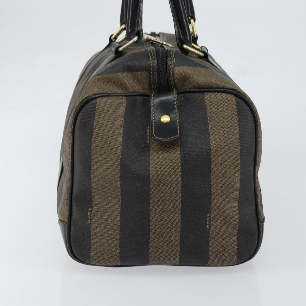 Fendi Vintage Pequin Boston Coated Canvas, Brown, Canvas, Handbag