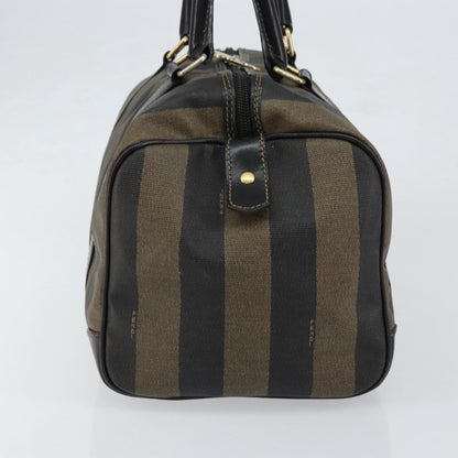Fendi Vintage Pequin Boston Coated Canvas, Brown, Canvas, Handbag