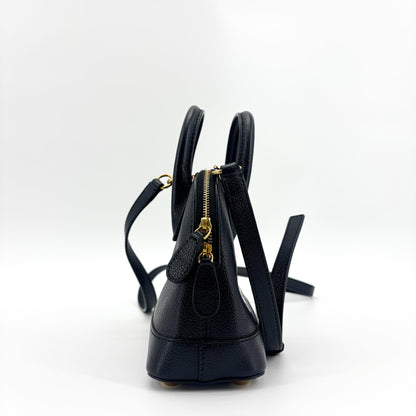 Balenciaga Logo Ville Leather, Black, Leather, Handbag