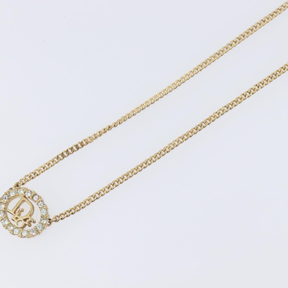 Christian Dior Vintage Logo Pendant Metal, Gold, Metal, Necklace
