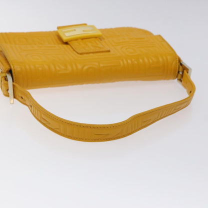 Fendi Mamma Baguette Shoulder Bag Canvas, YELLOW, LEATHER, Shoulder bag