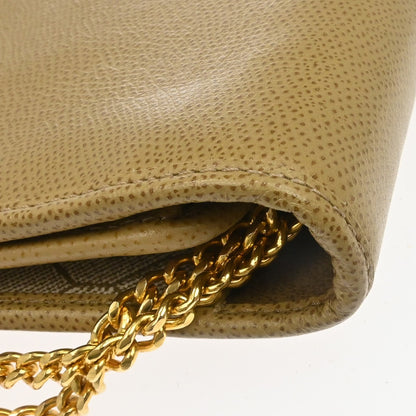 Christian Dior Vintage Chain Flap Leather, Beige, Leather, Shoulder Bag