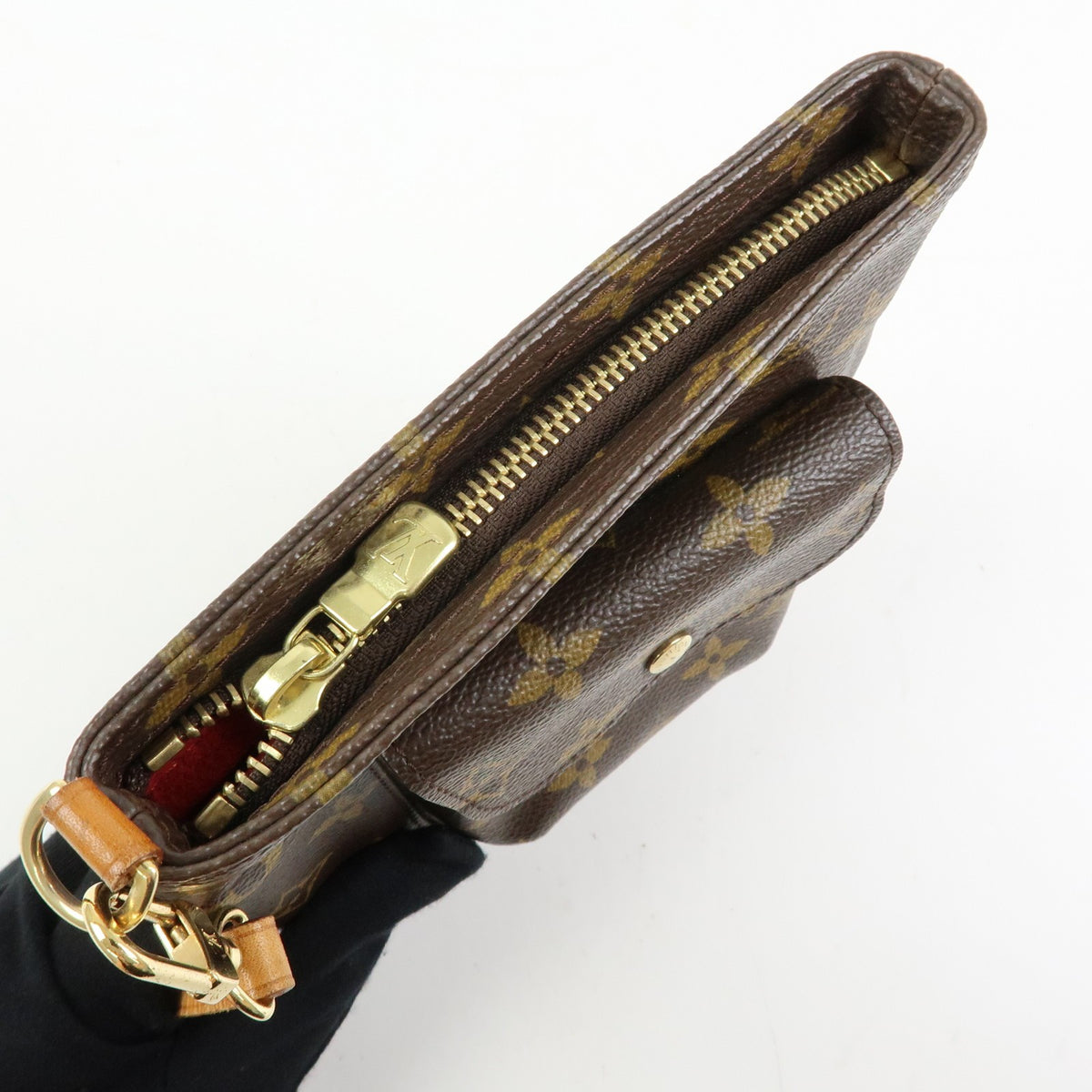 Louis Vuitton Partition Wristlet Clutch Monogram Canvas, Brown, Canvas, Clutch