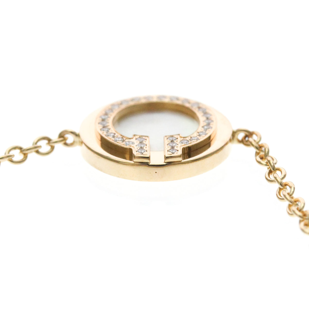 Tiffany & Co. T Circle Chain 18K Rose Gold with Mother of Pearl and Diamonds, Gold, Pink Gold, Bracelet