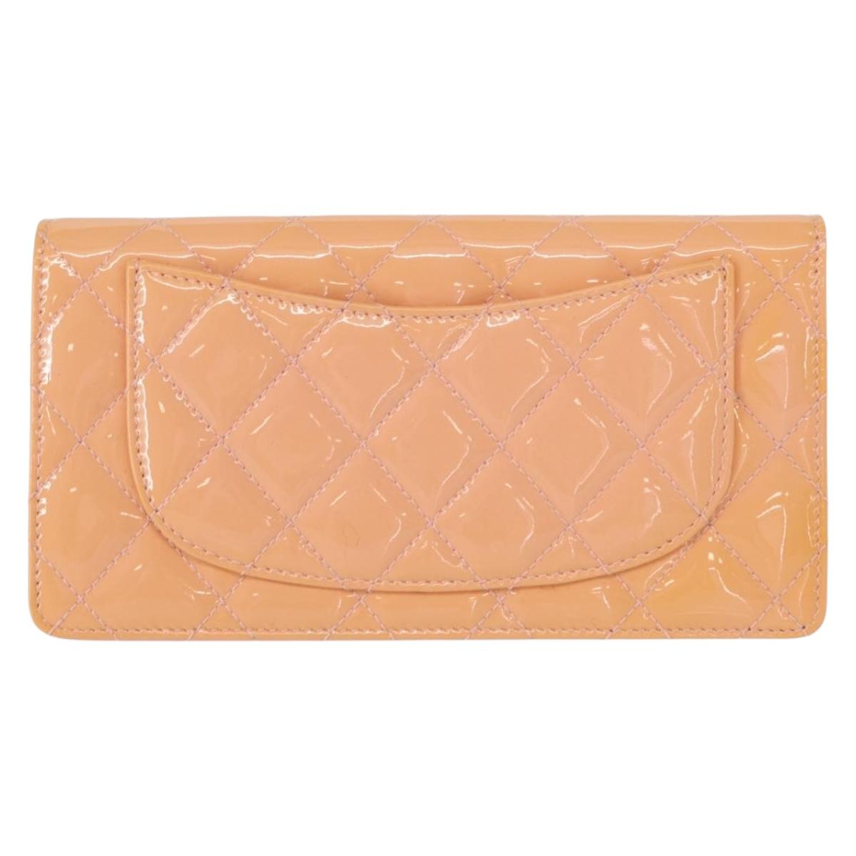 Chanel CC Wallet Quilted Patent, ORANGE, PATENT_LEATHER, Wallets