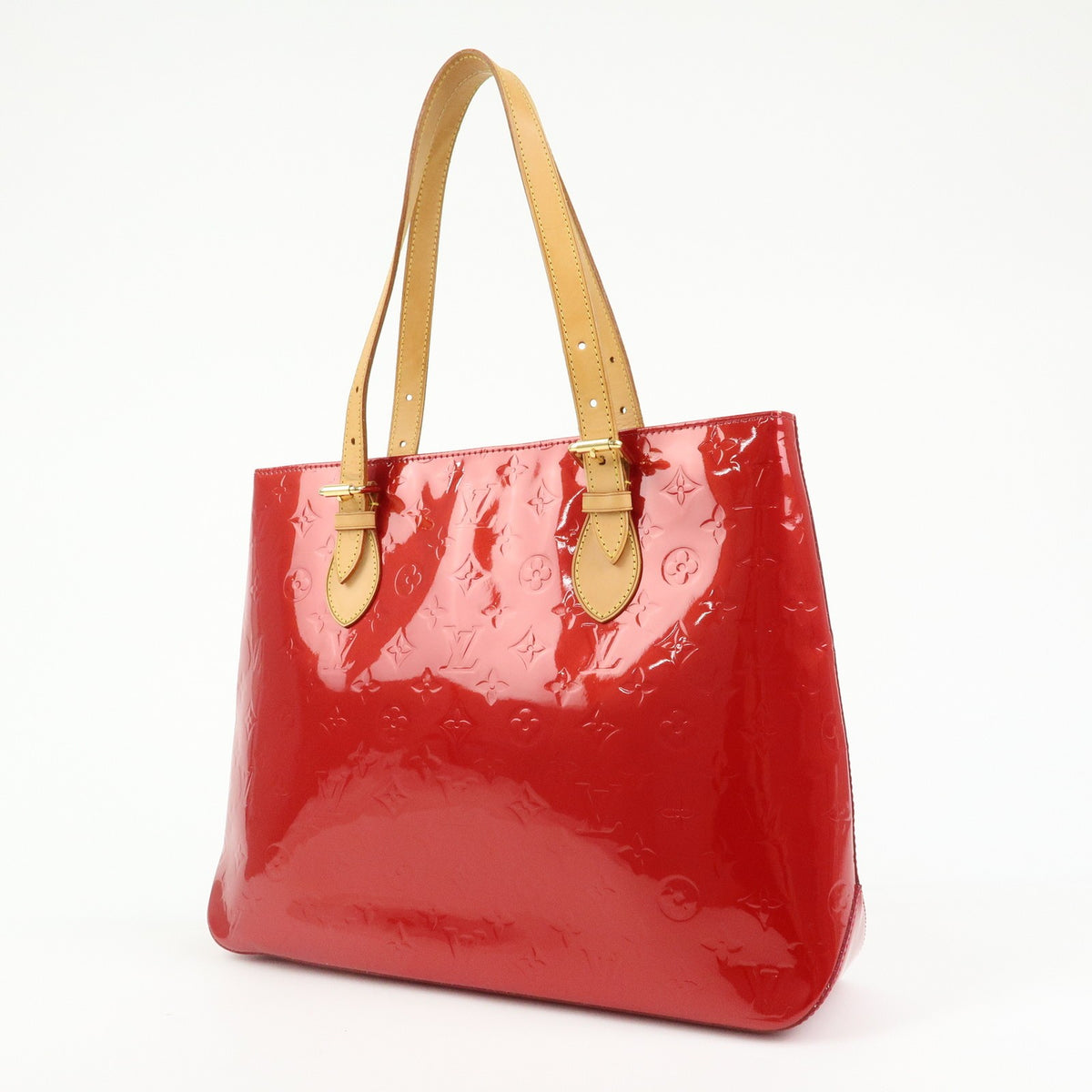 Louis Vuitton Brentwood Monogram Vernis, Red, Patent Leather, Handbag