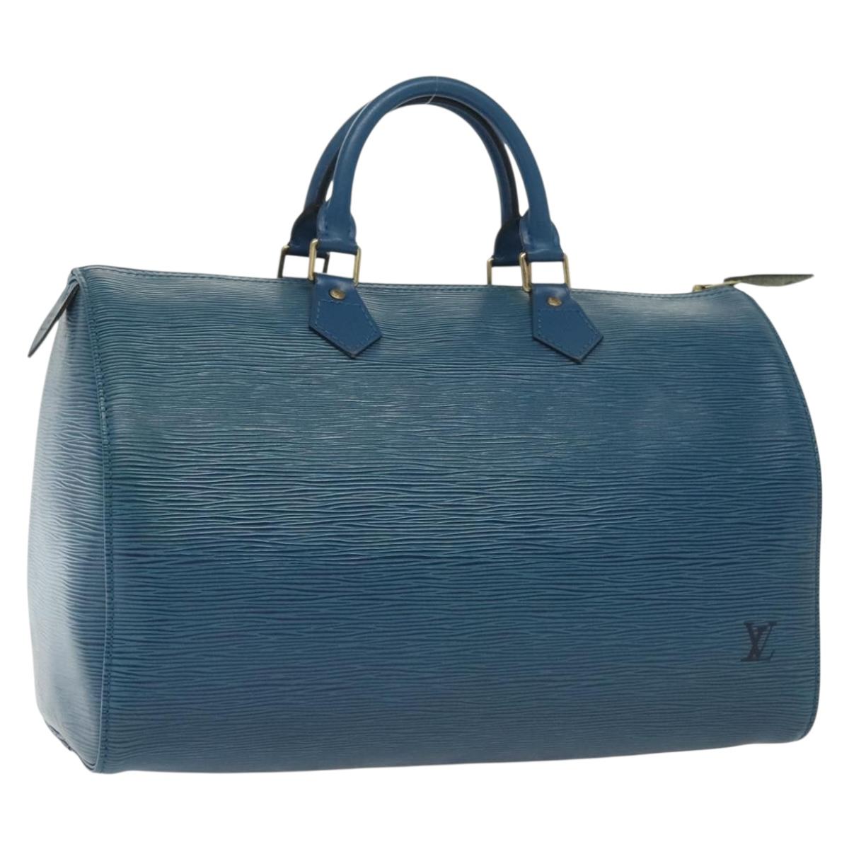 Louis Vuitton Speedy Handbag Epi Leather, BLUE, LEATHER, Handbag