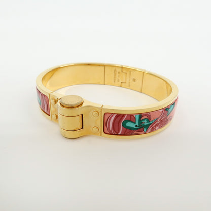 Hermes Charniere Uni Hinged Metal and Enamel, Gold, Metal, Bracelet