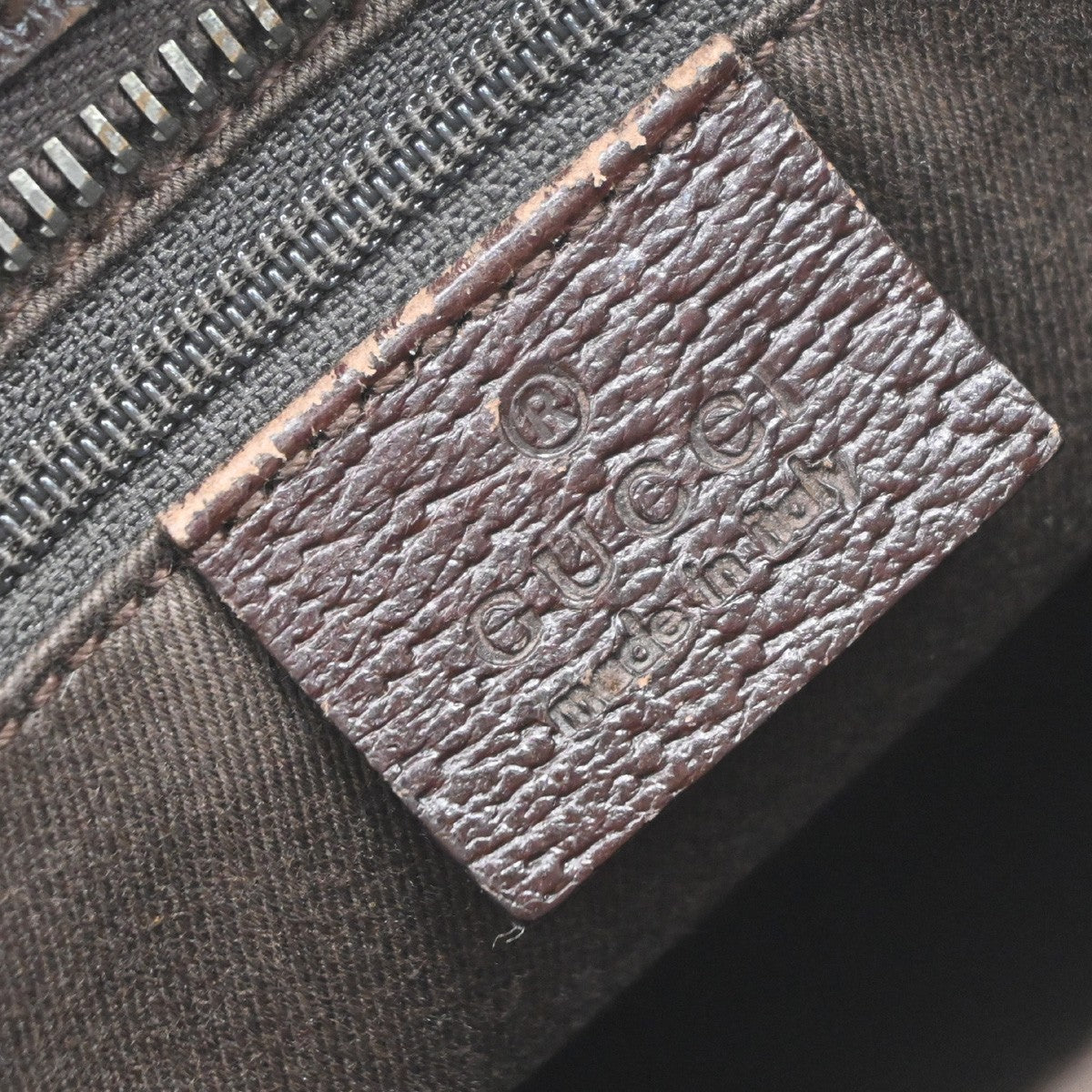 Gucci Vintage Ring Tote GG Canvas with Leather, Brown, Canvas, Tote Bag