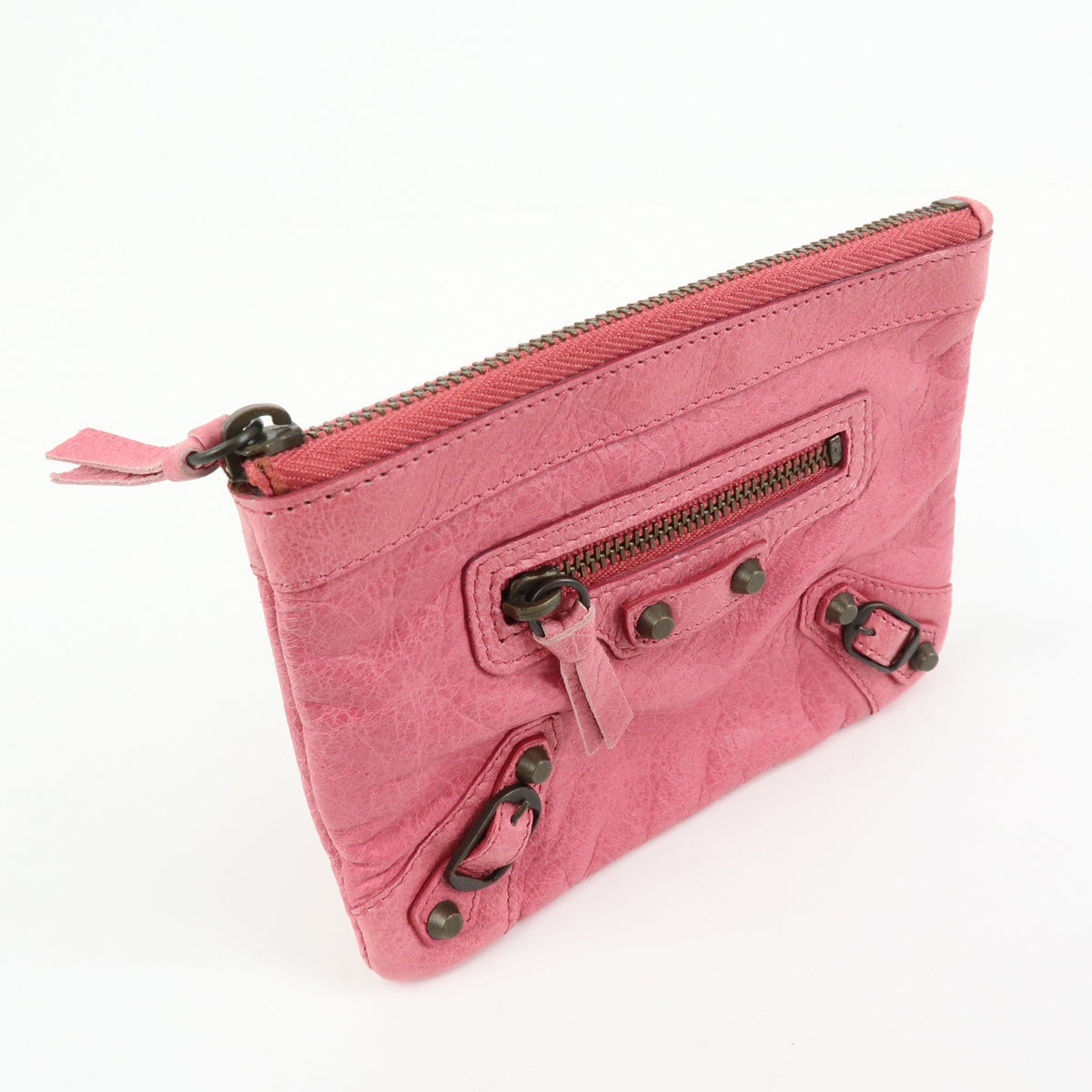 Balenciaga Classic Studs Reporter Leather, Pink, Leather, Crossbody Bag
