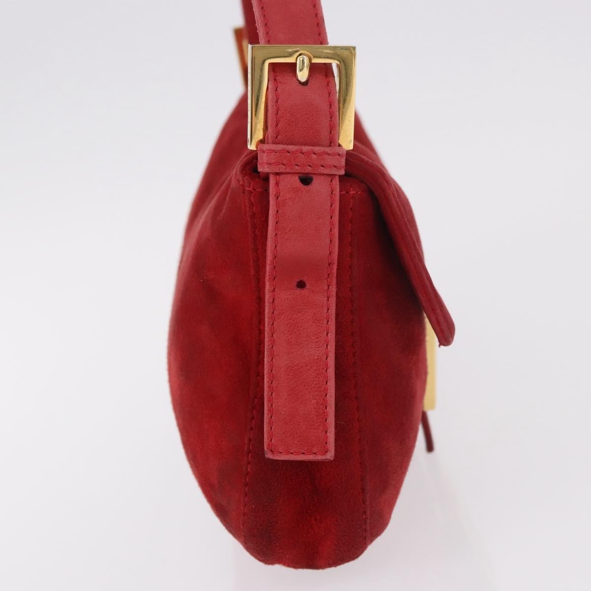 Fendi Baguette Leather, Red, Suede, Shoulder Bag