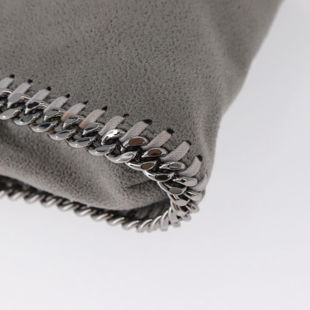 Stella McCartney Falabella Fold Over Faux Leather, Gray, Polyester, Shoulder Bag