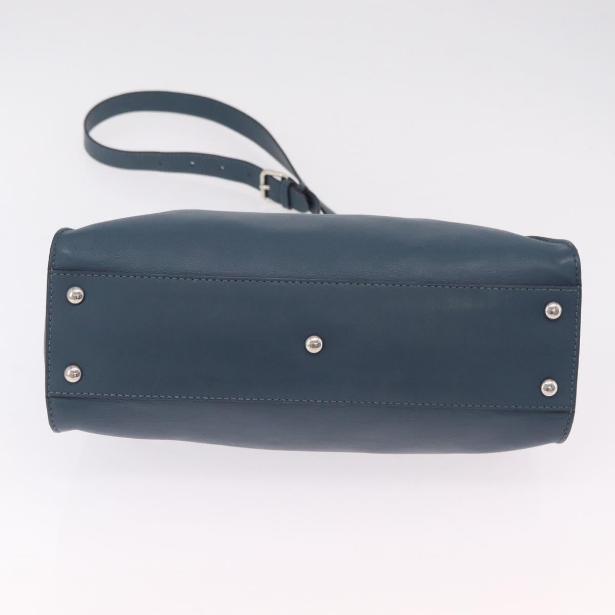 Fendi Peekaboo Ruffled Leather, Blue, Leather, Handbag