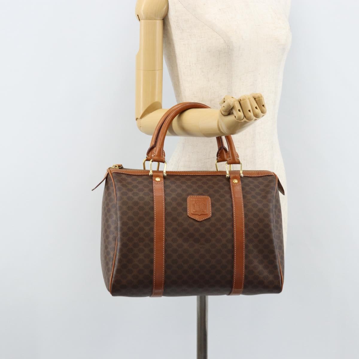 Celine Vintage Macadam Boston bag Canvas and Leather, BROWN, CANVAS, Handbag