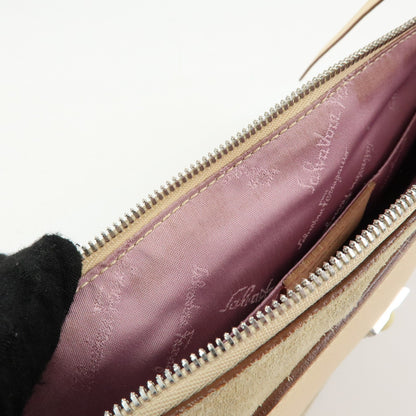 Salvatore Ferragamo Gancini Suede, Beige, Suede, Crossbody Bag