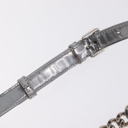 Christian Dior Diorama Flap Patent, Silver, Patent Leather, Handbag