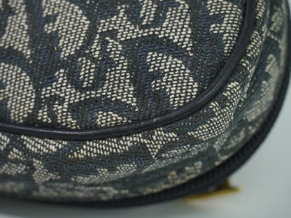 Christian Dior Saddle Zip Diorissimo Canvas, Navy, Canvas, Clutch