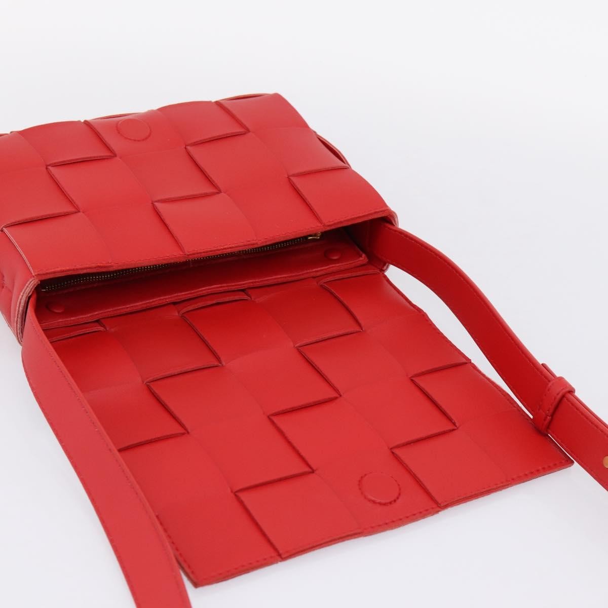 Bottega Veneta Cassette Maxi Intrecciato Leather, Red, Leather, Crossbody Bag