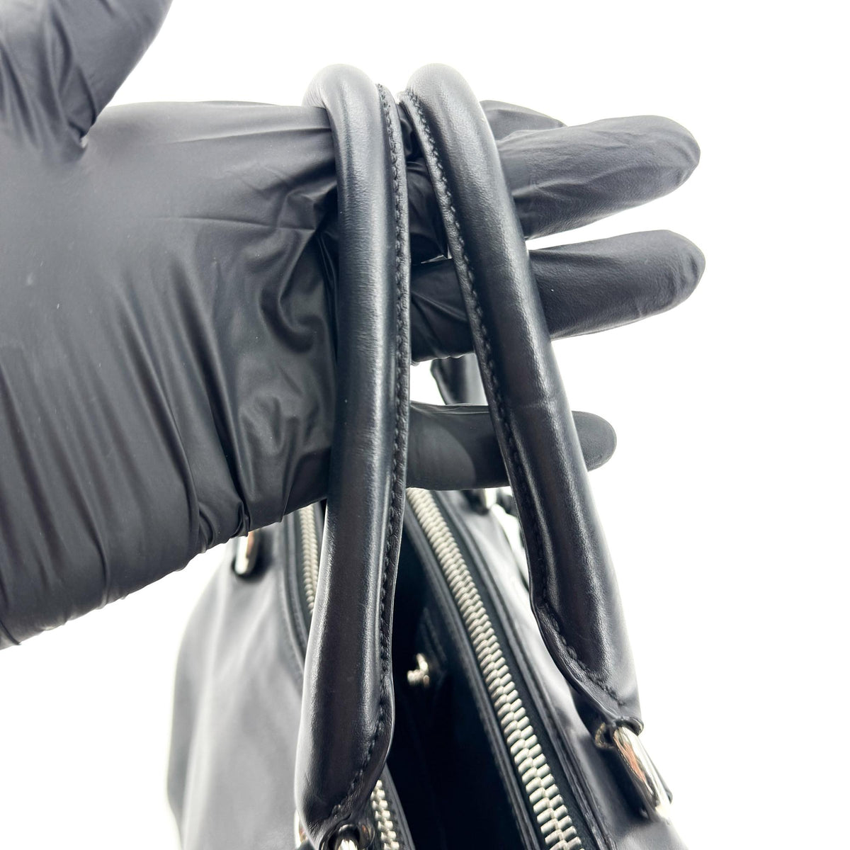 Prada Double Zip Convertible Soft Calf, Black, Leather, Tote Bag