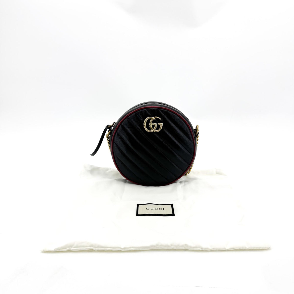 Gucci GG Marmont Round Matelasse Leather, Black, Leather, Shoulder Bag