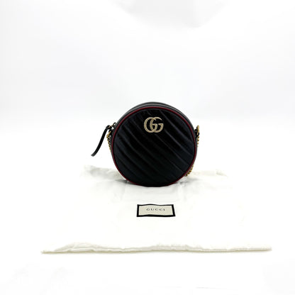 Gucci GG Marmont Round Matelasse Leather, Black, Leather, Shoulder Bag
